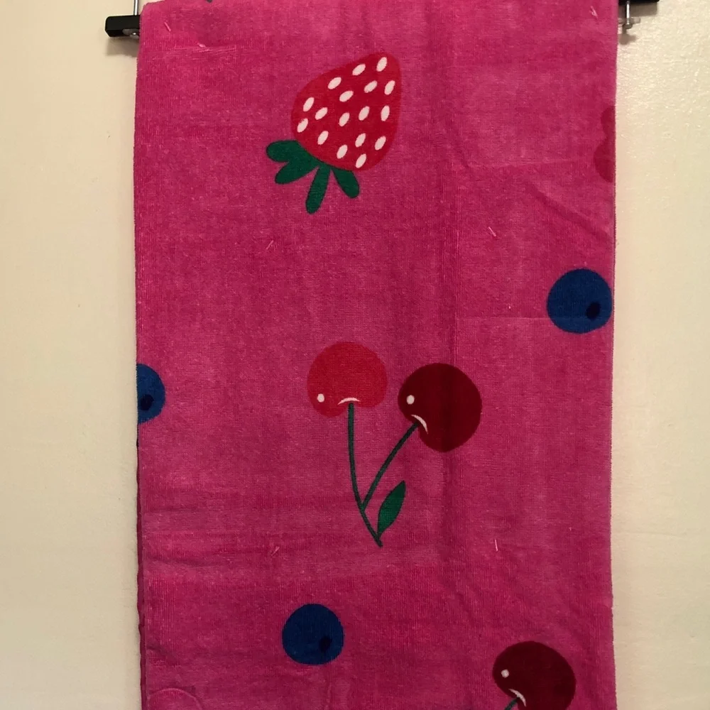 MWT Juicy Couture Pink Fruit Print Beach Towel - Cherry & Berry Motif